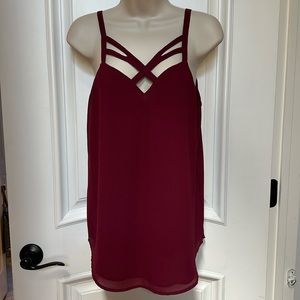 Maroon sleeveless blouse